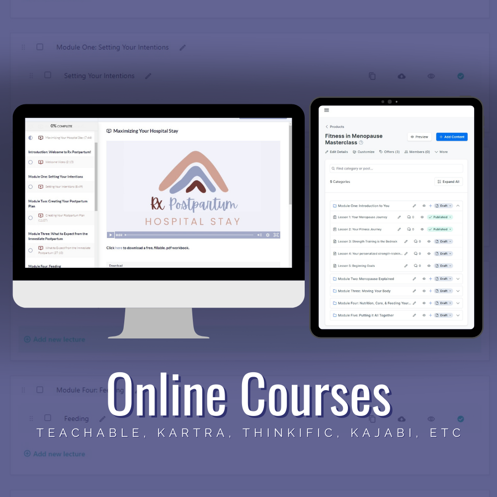 Backend and preview of courses I have worked on
